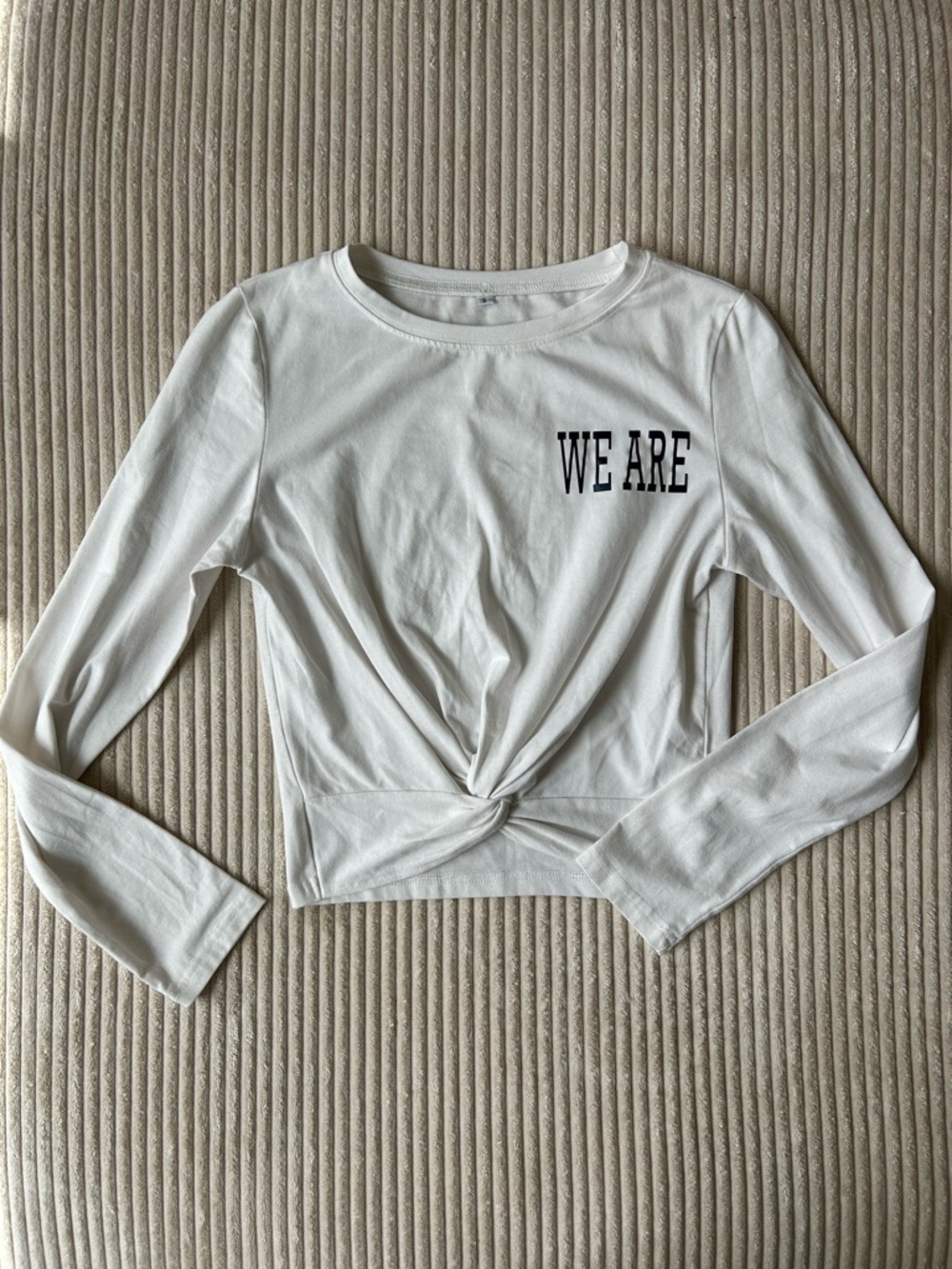 Penn State White 'WE ARE' Twist-Front Long Sleeve Crop Top